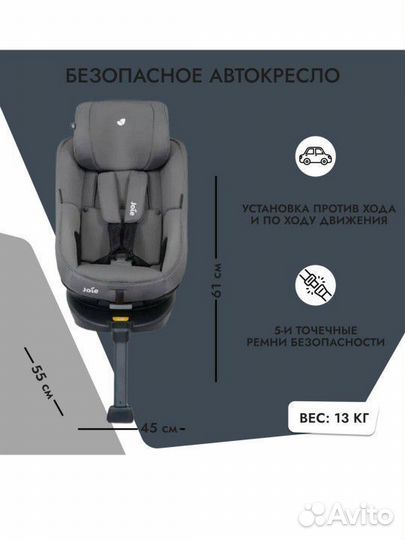 Автокресло поворотное от рождения до 4 лет изофикс