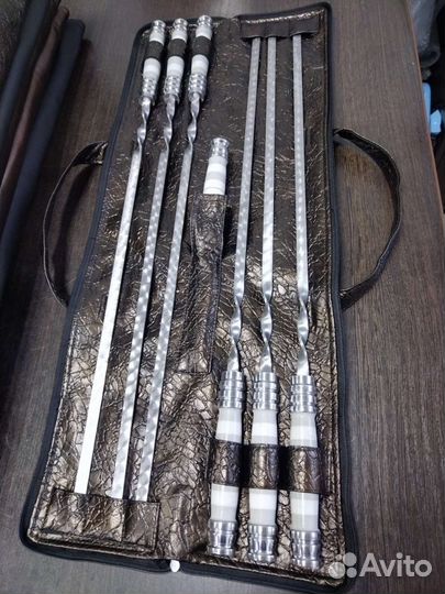 Шампуры с ручкой из камня, нержавейка