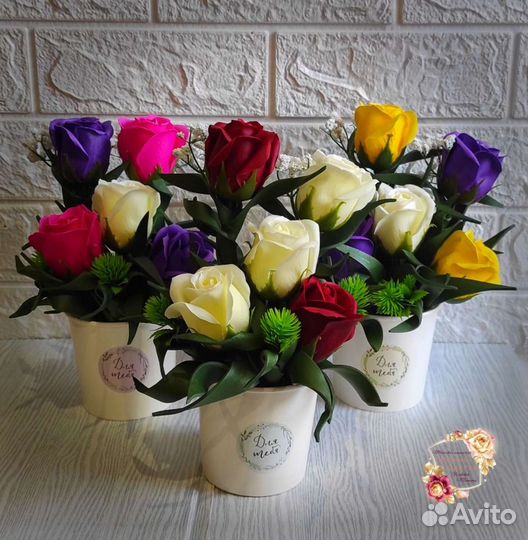 Мыльные розы в букете