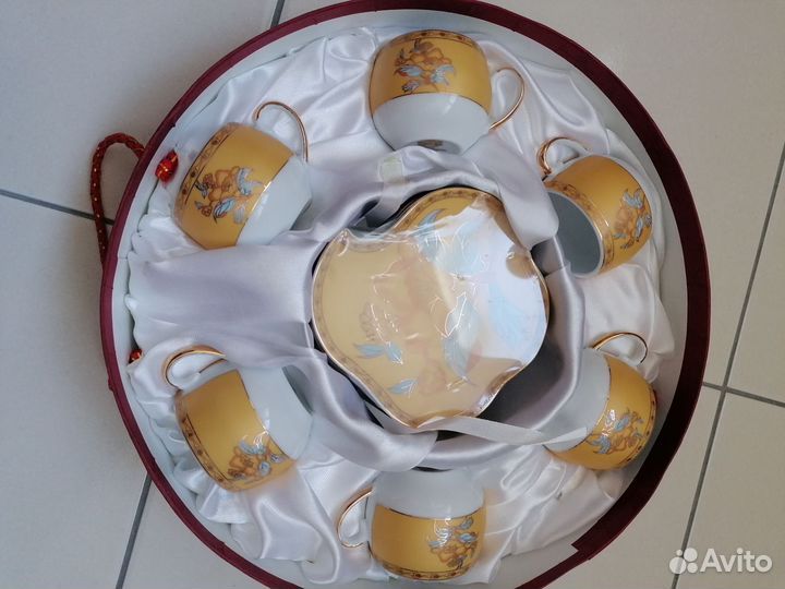 Чашка с блюдцем фарфор набор 6 шт