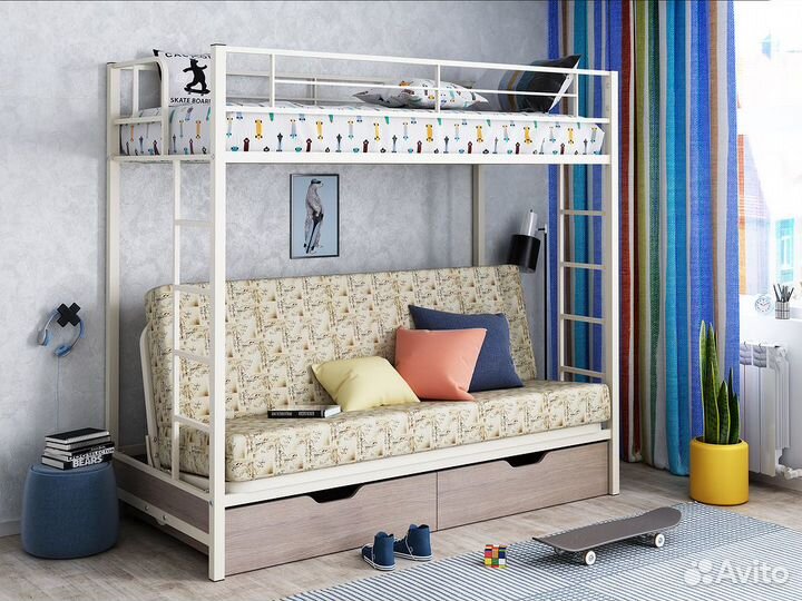 Двухъярусная кровать с диваном нагрузка 180 кг