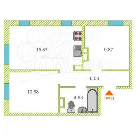 2-к. квартира, 47 м², 13/13 эт.