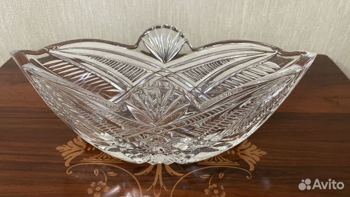 Хрустальная конфетница Лодочка СССР