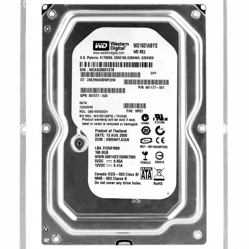 [481177-001] Жесткий Диск Hp 160gb Sata2 3.5" Hdd 481177-001