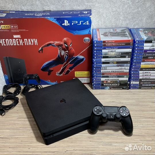 Sony PS4 Slim 1TB + 15Игр Коробка Гарантия