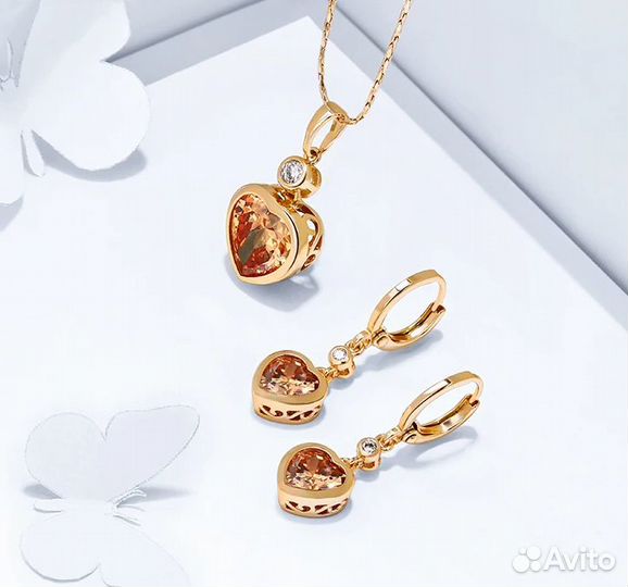 Серьги и кулон с цепочкой, австрийские кристаллы