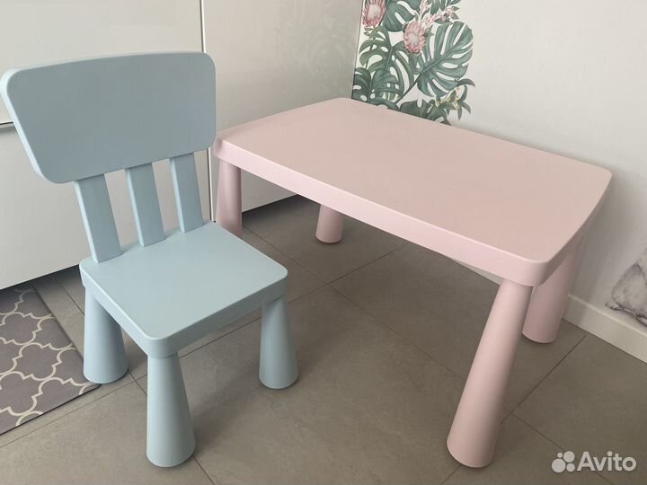 Детский стол маммут икеа (стул, подножка)