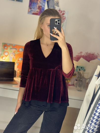 Блузка бархатная