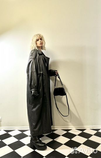 Кожаный плащ натуральная кожа oversize