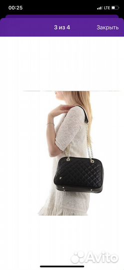 Сумка женская кожа нат стеганая черная Fiato