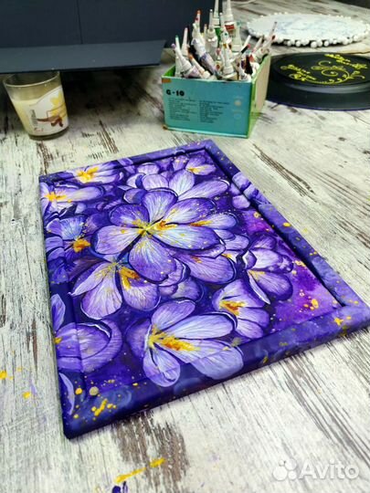 Ручная работа. Акварель, А4, рама - ручная роспись