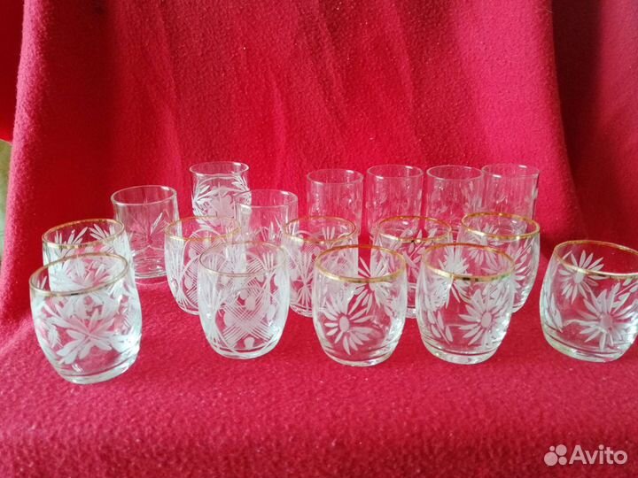 Стопки советские из тонкого стекла с рисунком