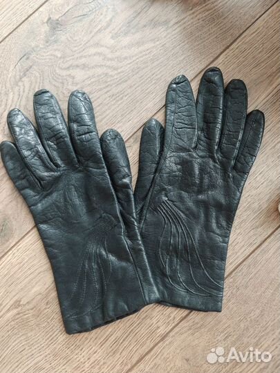 3 пары перчаток женских кожаных демисезонных
