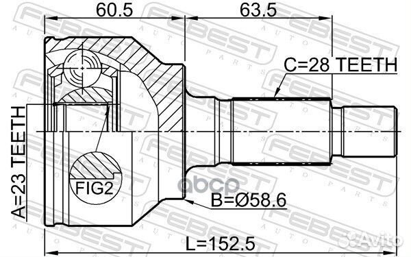 ШРУС наружный к-кт 23x58.6x28 Mazda 3 09-13 05