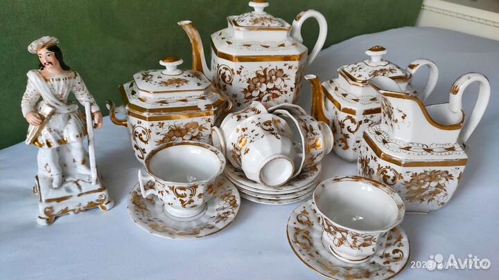 Антикварный сервиз 19 века, фарфор, Франция