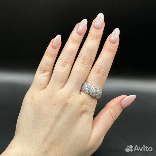 Широкое золотое кольцо с бриллиантами 1,8 сt 585