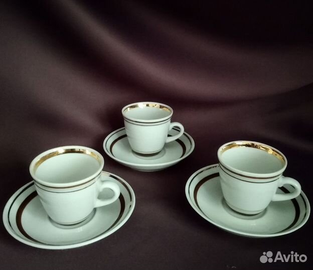 Кофейная пара. 3шт.Новая.Полонное.Советский фарфор