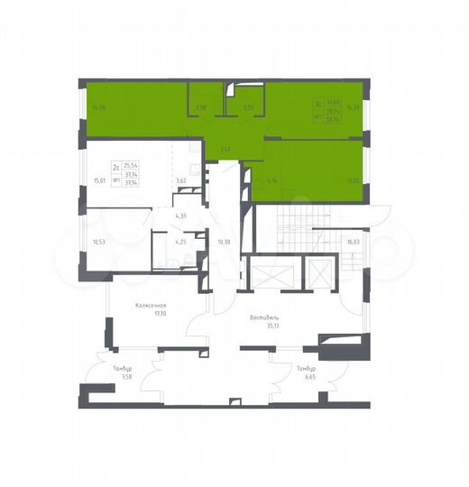 3-к. квартира, 58,7 м², 1/13 эт.