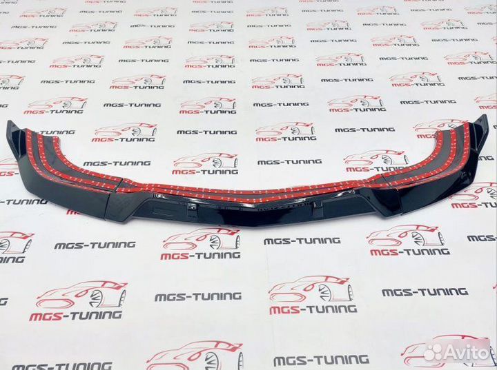 Губа переднего бампера W204 рест черный глянец