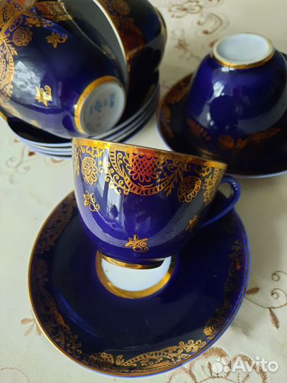 Вазы, чайные пары лфз, кобальт