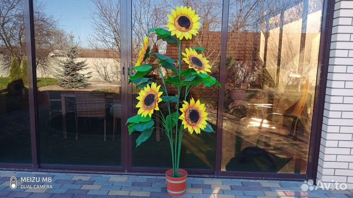 Подсолнух искусственный Высота 175 см ширина 90 см