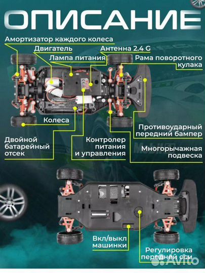 Машина для дрифта на радиоуправлении 1 к 10