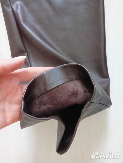 Брюки кожаные mango