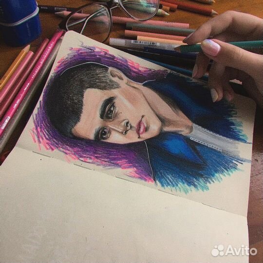 Портрет цветными карандашами на заказ