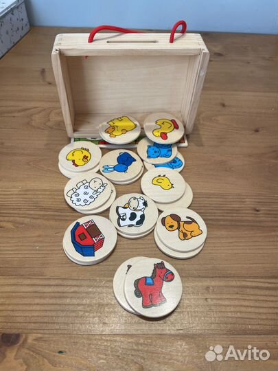 Деревянная игра мемо с животными