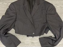 Пиджак жакет укороченный женский серый