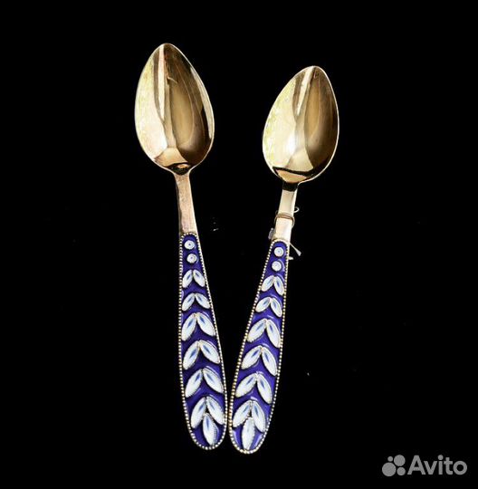 Ложка серебряная с эмалью и позолотой СССР