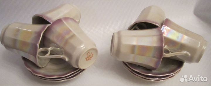 Кофейные чашки и блюдца на 6 персон, фарфор