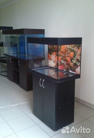 Аквариум 100 биофильтр, тумба, фон, свет