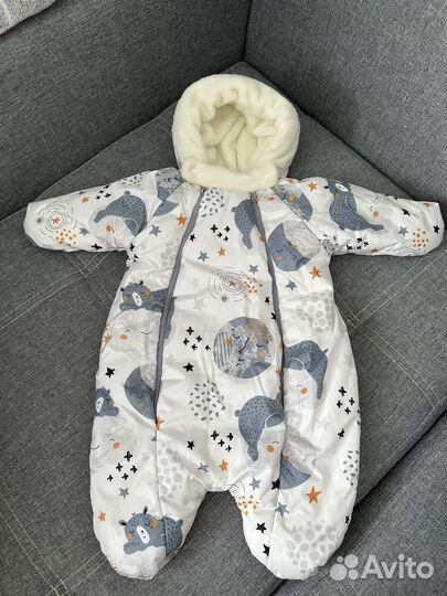 Зимний конверт+комбинезон на выписку 0-3 месяца