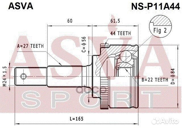 ШРУС наружный 22x56x27 NSP11A44 asva