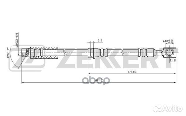 Шланг тормозной передний bs-9281 Zekkert