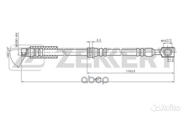 Шланг тормозной передний bs-9281 Zekkert