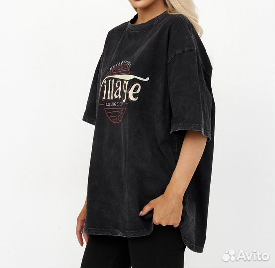 Женская футболка длинная оверсайз