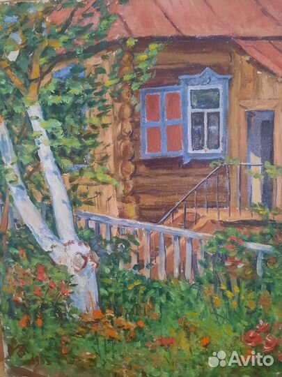 Картина картон масло пейзаж 1965 год