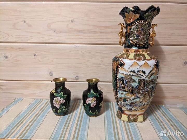Винтажные вазы китайский фарфор, клуазоне