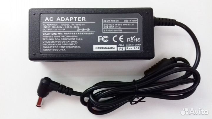 Блок питания 12V 5A 5,5 х 2,5 для монитора и Тв