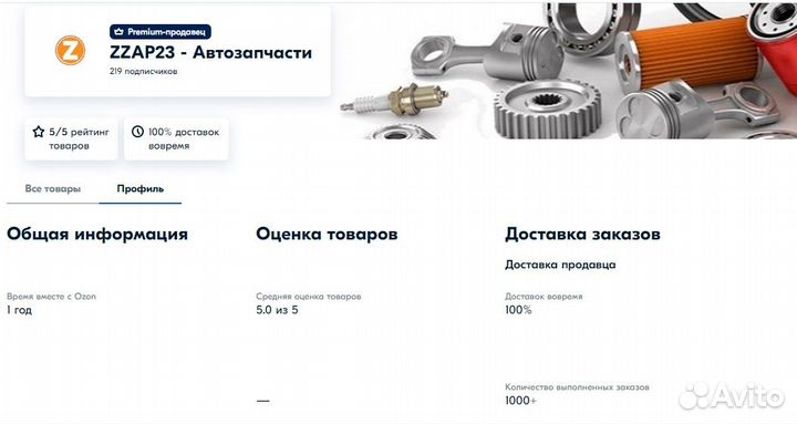 Готовый бизнес на Ozon по продаже автозапчастей