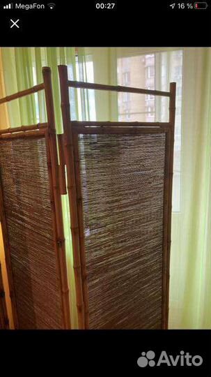 Ширма 3-секционная бамбуковая натуральная