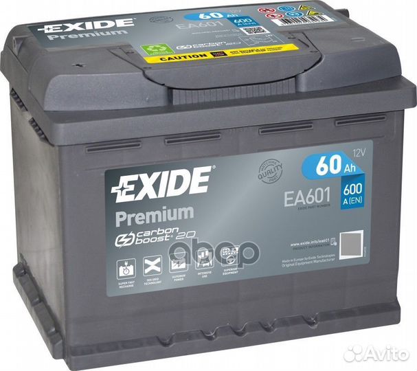 АКБ exide Premium 12V 60Ah 600A 242х175х190 EA6
