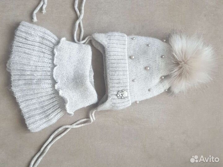 Комплект шапка и снуд зимний для девочки
