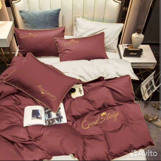 Постельное белье евро Good sleep (красно-белое)