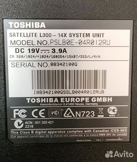 Ноутбук Toshiba Satellite L300-14x psiboe-04R012RU