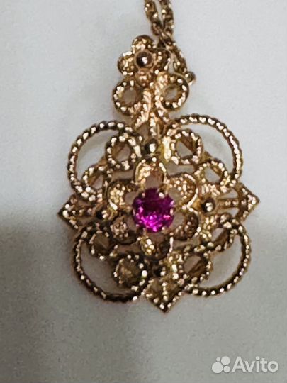 Золотой кулон СССР колье серьги 583