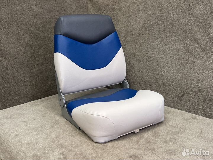 Кресло мягкое складное морской винил бел/син/сер
