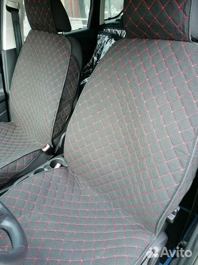 Накидки лён с красной строчкой